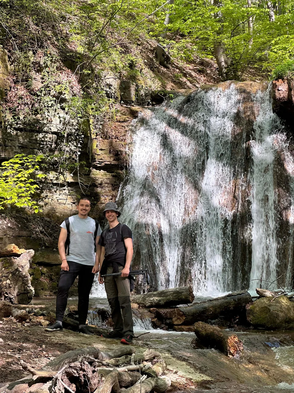 Vesko and me with the waterfall behind us